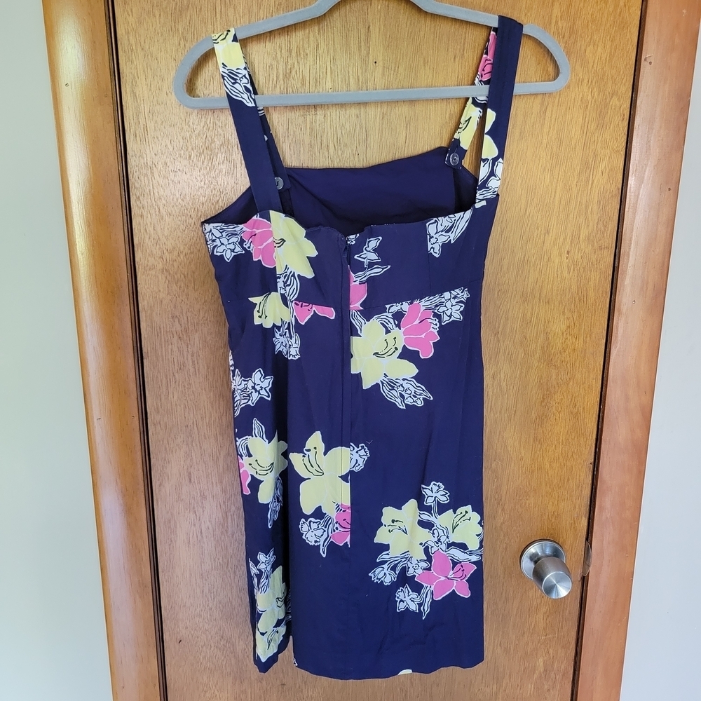 Lilly Pulitzer Avaline Navy Floral Above-Knee Dress S | Strapless Resort Spring - Picture 3 of 7